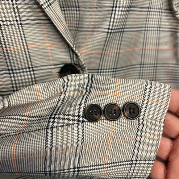 #69 NWT SPARKZ COPENHAGEN Plaid Double Breasted Blazer Lined XS S M Casual - Picture 5 of 10